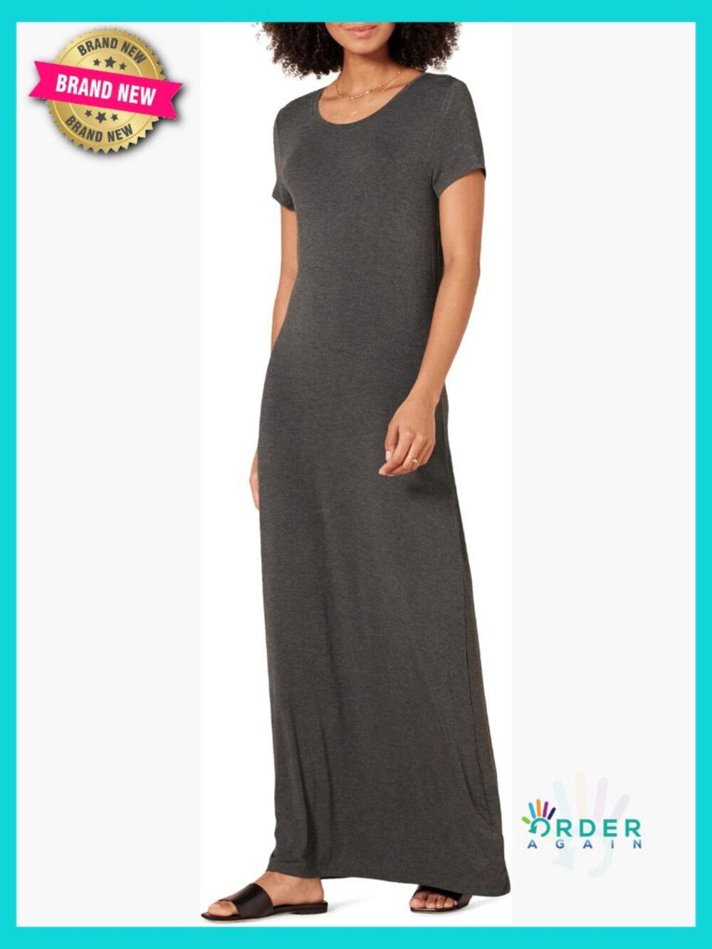 Flowy Maxi Dress Regular Fit Rayon Stretch Jersey Elegant Formal Chic